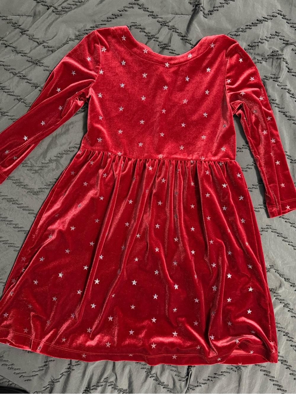 GAP Girls Red Velvet Dress with Silver Star Accents
